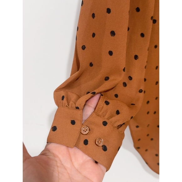 Maurices Women's Brown Black Atwood Tunic Polka Dot Blouse Size M - Picture 7 of 8